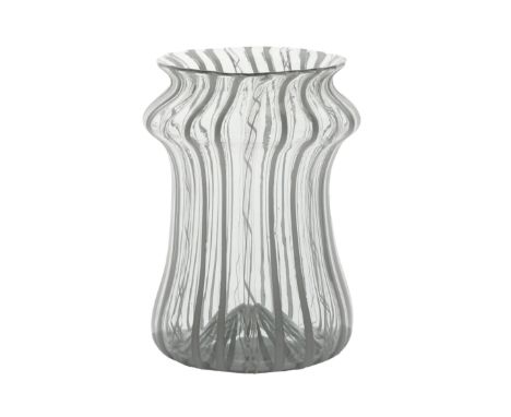An early 18th Century Facon&nbsp;de Venise&nbsp;Albarello or pharmaceutical glass jar, circa 1700 - 1725, with latticinio rib