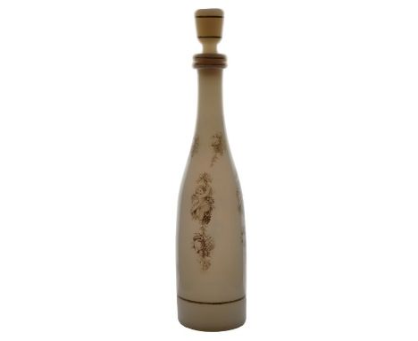 A mid 19th Century opaline decanter, English circa 1850, George Bacchus and Son, the slender decanter with&nbsp;Vitreous enam