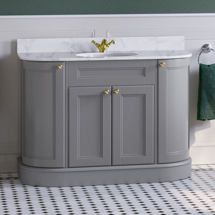 (ND4) York Earl Grey Marble Top Vanity Unit 1200mm. Integrated