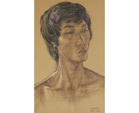 Rudolf Bonnet,&nbsp;Dutch 1895-1978 -&nbsp; A Balinese man;&nbsp;pastel and charcoal on paper, signed, titled and annotated l