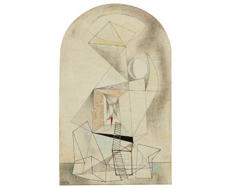 Clarke Hutton,  British 1898-1985 -   Corridor, 1972;   oil on panel, signed with initials and dated lower left 'C.H. '72' an