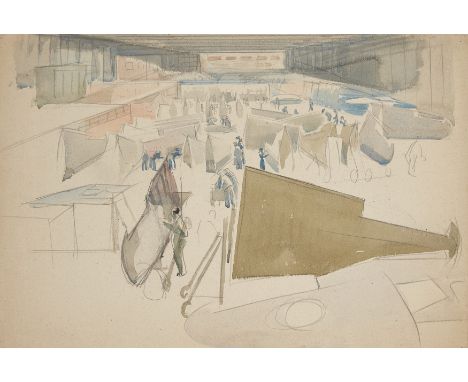 George Lambourn,  British 1900-1977 -   Aircraft factory, c.1941;   watercolour and pencil on paper, 39 x 57.5 cm: together w