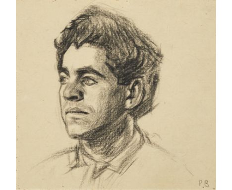 Paul Barton,&nbsp;British active 20th century -&nbsp;Portrait of a man;&nbsp;pencil on paper, signed with initials 'PB', 14.3