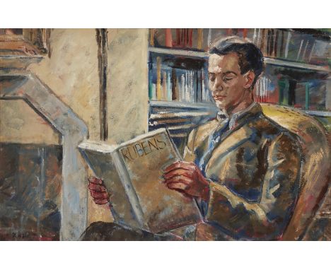 Archibald Ziegler,&nbsp;British 1903-1971 -&nbsp;Man reading about Rubens;&nbsp;oil on canvas, signed lower left 'Ziegler', 5