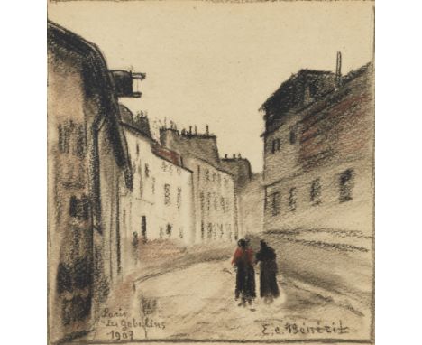 Emmanuel-Charles B&eacute;n&eacute;zit,&nbsp;French 1887-1975 -&nbsp;Paris 'Les Gobelins', 1907;&nbsp;crayon and pastel on pa