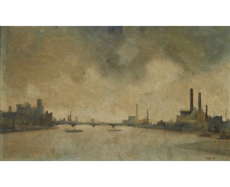 Antony R. Cooke,&nbsp;British 1933-2006 -&nbsp;Chelsea Reach, 1961;&nbsp;oil on board, signed with initials and dated lower r