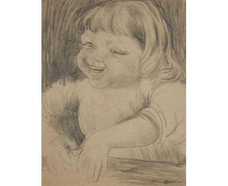 Jacob Epstein,&nbsp;American 1880-1959 -&nbsp;Portrait of Jackie;&nbsp;graphite on paper, signed lower right 'Epstein', 54.7 