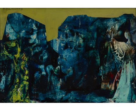 Marcel Delmotte,&nbsp;Belgian 1901-1984 -&nbsp;Surrealist landscape;&nbsp;oil on board, signed lower left 'M Delmotte', 25.1 