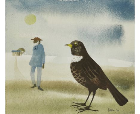 Mary Fedden OBE RA RWA,&nbsp;British 1915-2012 -&nbsp;Man and Bird, 2001;&nbsp;watercolour on paper, signed and dated lower l