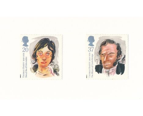 Great Britain Queen Elizabeth II 1990 never issued Thomas Hardy 20p &amp; 37p proofs (WT 344E, 7.12.89), in Harrison &amp; So