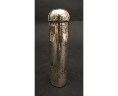 An Alexander Clark silver container with bulbous lid (dented), London 1902, 121g