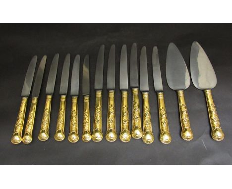 Silver gilt handled flatware 