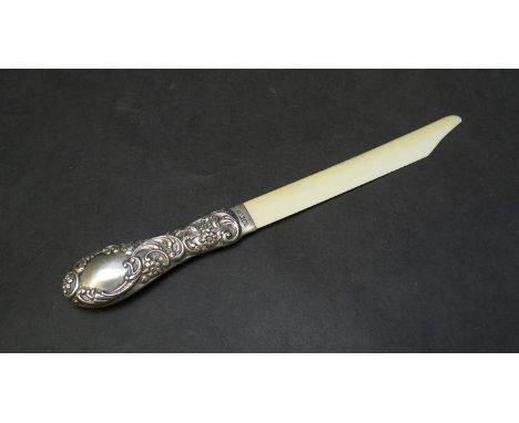 A silver handle and ivory letter opener, marked London 