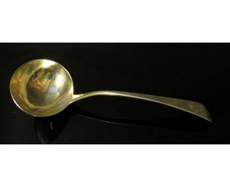 A Georgian silver ladle, London, with monogrammed handle, 53g