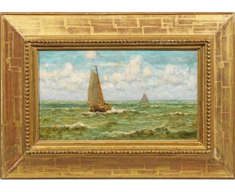   Léon Valkenaere  Léon Valkenaere   (1853 Brügge - 1932 Brüssel)  Tjalk vor der belgischen Küste  Küstensegler bei Zand-Krec