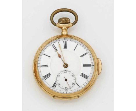   Gold-Taschenuhr mit Repetition  Gold-Taschenuhr mit Repetition   Um 1900. Gelbgold, gest. 14 ct.; Eindeckel-Goldgehäuse, we