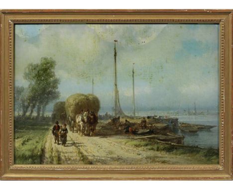   Alfred Edouard Agenor de Bylandt  Alfred Edouard Agenor de Bylandt   (1829 Brüssel - 1890 Den Haag)  Flussufer mit Schiffsa