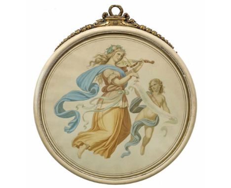   E. Haertel  E. Haertel   (Deutscher Maler und Illustrator. Tätig um 1900)  Die Musen der Musik  Paar Rundbilder (Tondi) mit