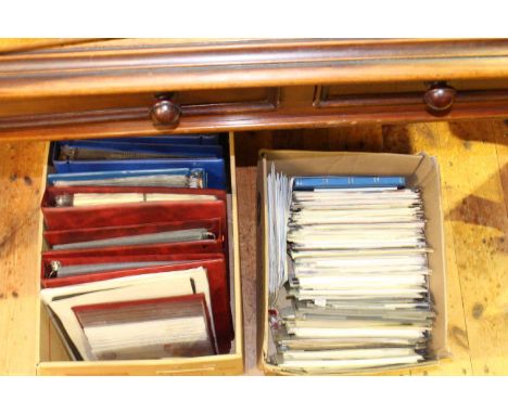 Two albums of first day covers, presentation packs, stamps in six albums and loose