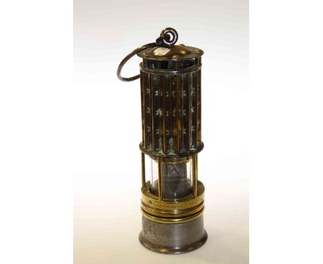 Wolfs miners lamp, stamped Patent C. Wolf