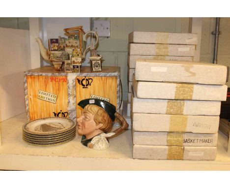 Ringtons teapot, Royal Doulton 'Dick Whittington' character jug and collectors plates