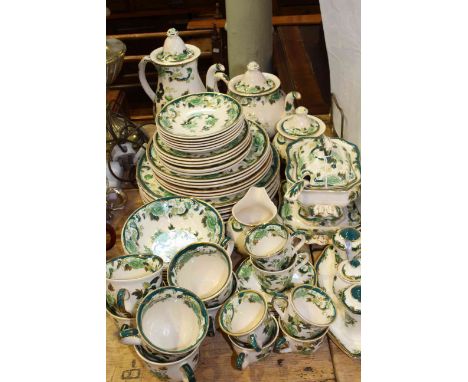 Collection of Masons 'Chartreuse' including teapot, coffee pot, sauce tureen, etc