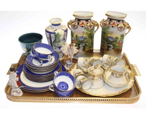 Moorcroft vase, Wedgwood partial tea service, pair of Noritake vases, etc