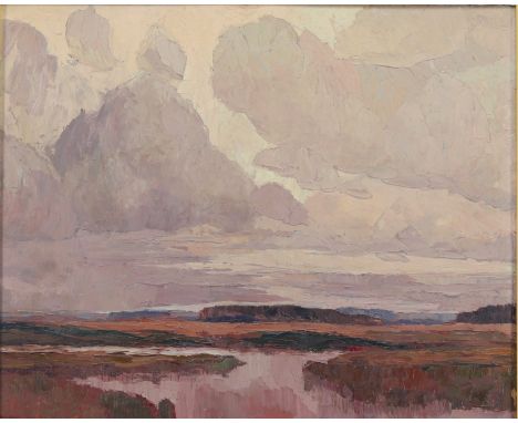 Georges HAWAY (1895-1945) "Landscape of Fagne" Oil on panel. - Weight: 2.60 kg - Shipping available - Sizes: H 590MM X L 690M