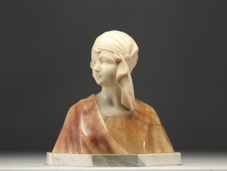 1930s Statue Sculpture Art Deco 7 3/4 Mahogany Wood Carving Women Bust