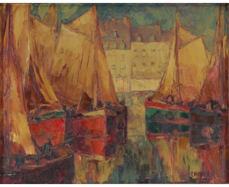 Georges HAWAY (1895-1945) "View of a port" Oil on canvas. - Weight: 2.15 kg - Shipping available - Sizes: H 500MM X L 600MM  