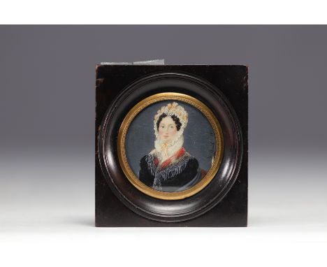 "Portrait of a Lady in Bonnet and Scarf 19th century Signed Jean Henri Roust 1815 - Weight: 65 g - Shipping available - Regio