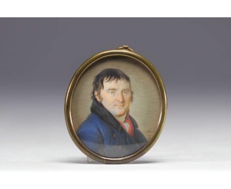 "Bust-length portrait of a man in a blue and red suit, 18th-19th century. Entitled "Rossi" on the back. - Weight: 37 g - Ship