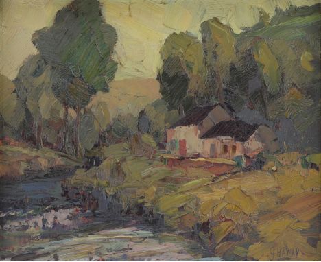 Georges HAWAY (1895-1945) "Le Hoyoux" Oil on panel. - Weight: 1.61 kg - Shipping available - Sizes: H 415MM X L 485MM  AVEC C