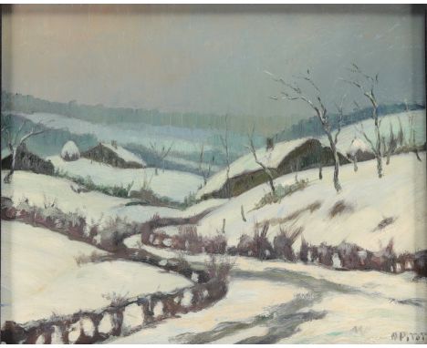Nicolas PITOT (1890-1971) "countryside in the snow" Oil on panel. - Weight: 2.50 kg - Shipping available - Sizes: H 550MM X L