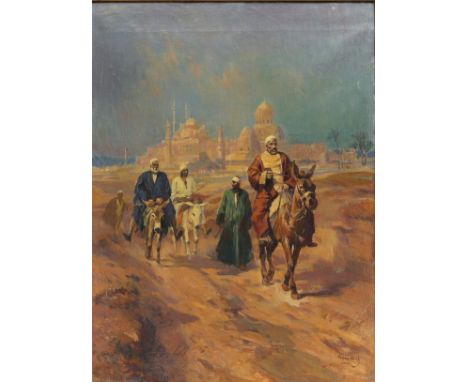 Karoly CSERNA (1867-1944) "Caravan in Cairo" Oil on canvas. - Weight: 6.70 kg - Shipping unavailable - Sizes: H 990MM X L 790
