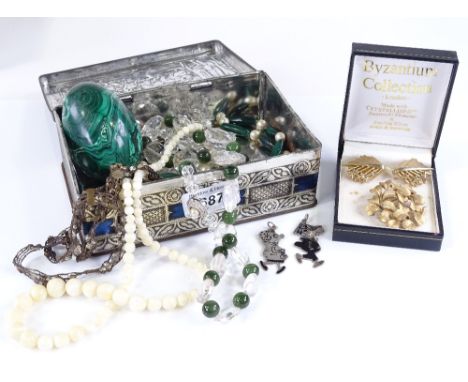 Various costume jewellery, including Trifari, sterling silver pendants etc 