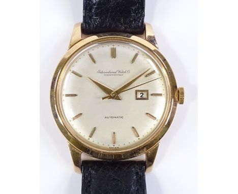 An 18ct gold International Watch Company (IWC) Schaffhausen Automatic wristwatch, circa 1950s, with 21 jewel movement and dat