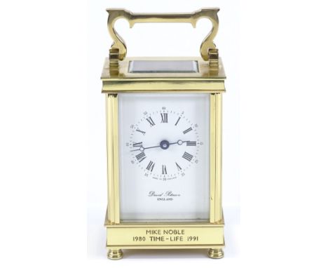 A modern French brass-cased carriage clock, by David Peterson, case height 12cm 