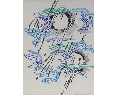 Andre Marchand, original lithograph, the birds, signed in pencil, image 17.5" x 13", framed 