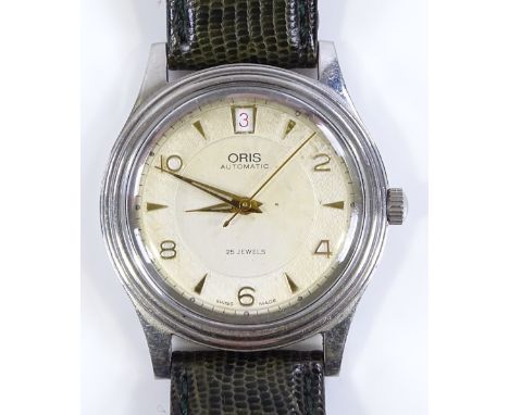 A Vintage Oris Automatic wristwatch, stainless steel case with date aperture, model no. SA7445, 25 jewel movement, case width
