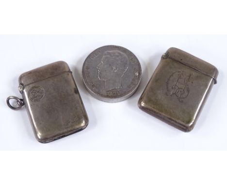 2 silver Vesta cases, and a novelty coin design lighter (3) 