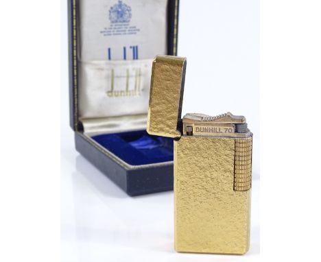 A Dunhill gold plated pocket lighter, boxed 