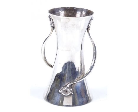 An Art Nouveau silver 2-handled fluted vase, by Walker &amp; Hall, hallmarks Sheffield 1904, height 10.5cm, 3.3oz 