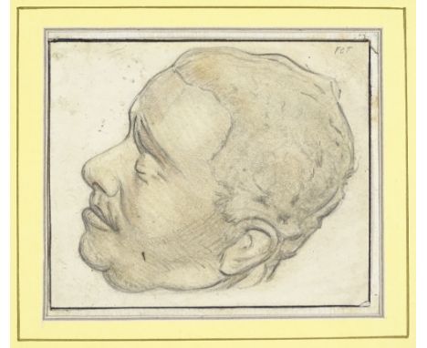 Sergei Diaghilev, early 20th century pencil and chalk, portrait study, 4" x 5", mounted 
