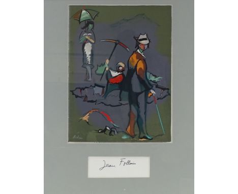 Jean Helion, original lithograph, variations sur l'imaginaire, with signed panel by Jean Follain, image 15" x 11", framed 