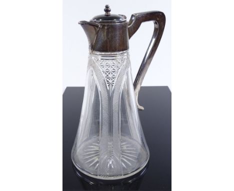 An Edwardian cut-glass and silver-mounted claret jug, hallmarks Birmingham 1910, height 24cm 