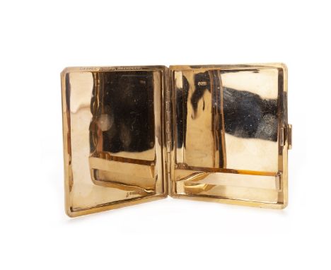 VICTORIAN NINE CARAT GOLD CIGARETTE CASE, Birmingham 1960, engine turned exterior, dedication to 'George Swapp, Aberdeen' to 