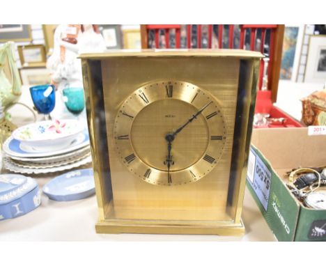 A 1970's brass effect 'Angelus' mantel clock
