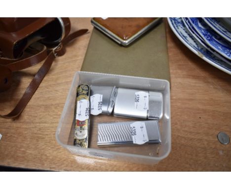 A selection of mid century Ronson lighters, a cigarette case and similar.