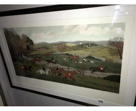 A pencil signed limited edition 25/36 French artist proof lithograph and a French hunting scene by Vincent Haddelsey (1934-20